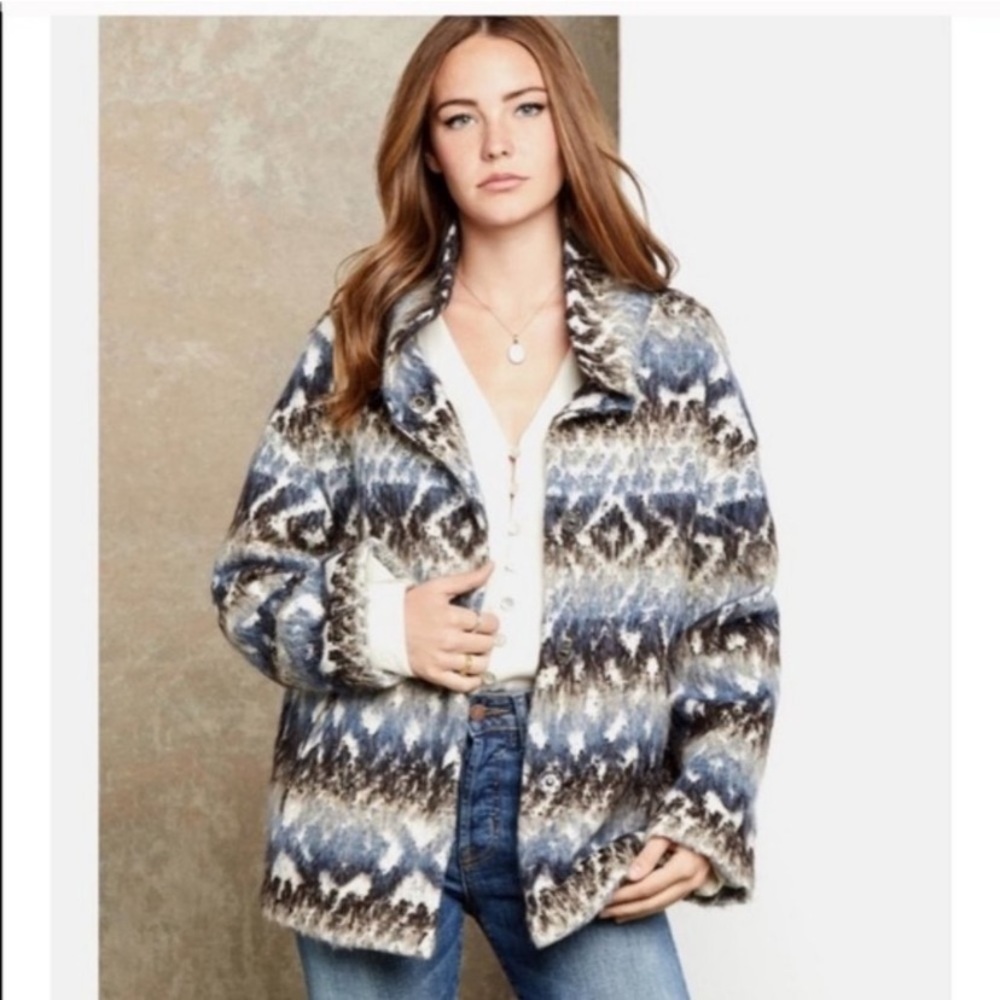 Fifteen Twenty Aztec Funnel Neck Ikat Shacket Jacket